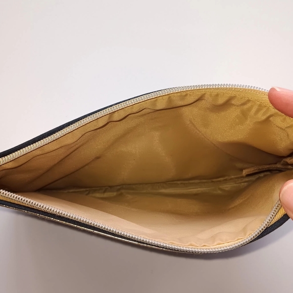 Estee Lauder Gold Zippered Cosmetics Bag, 9" wide - Picture 4 of 5